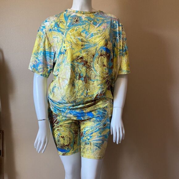 NWT Fashion Nova In a Daze Biker Short Set - Yellow - Size 1X - Picture 4 of 16
